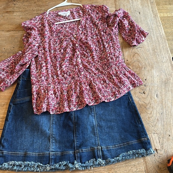 Ba&sh Beautiful Red Button-Front Blouse Size Large (US 10) french girl style - Picture 9 of 9